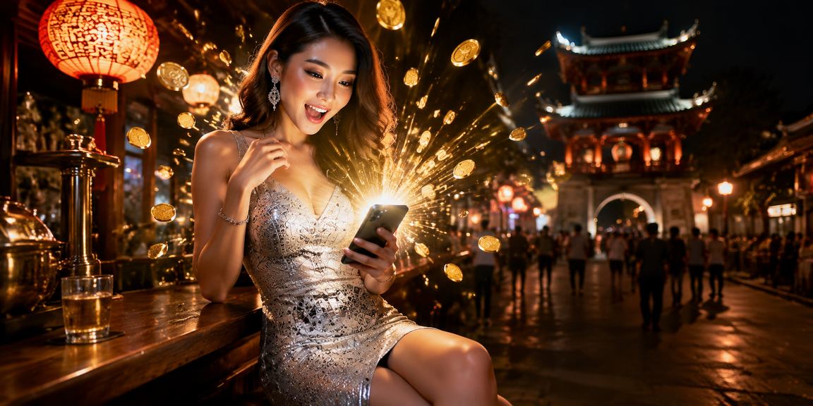 Người phụ nữ Hà Nội sử dụng ứng dụng casino trên điện thoại với giao diện hiện đại và sống động